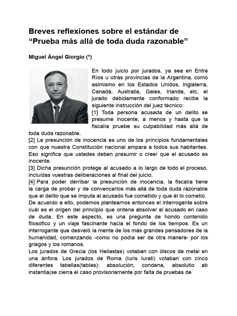Prueba más allá de duda razonable: historia y evolución | PDF | Duda ...
