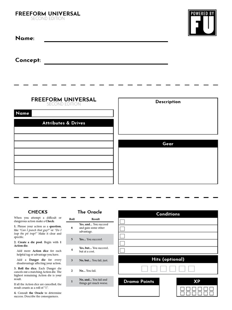 Freeform Universal RPG Action Checks Guide | PDF
