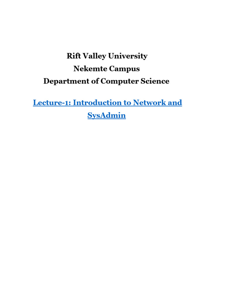 Introduction to Network & SysAdmin | PDF | System Administrator ...