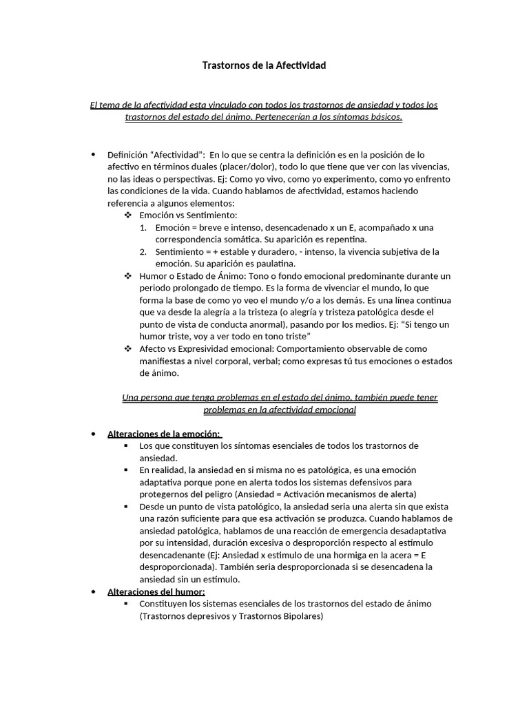 T. de La Afectividad | PDF | Las emociones | Ansiedad