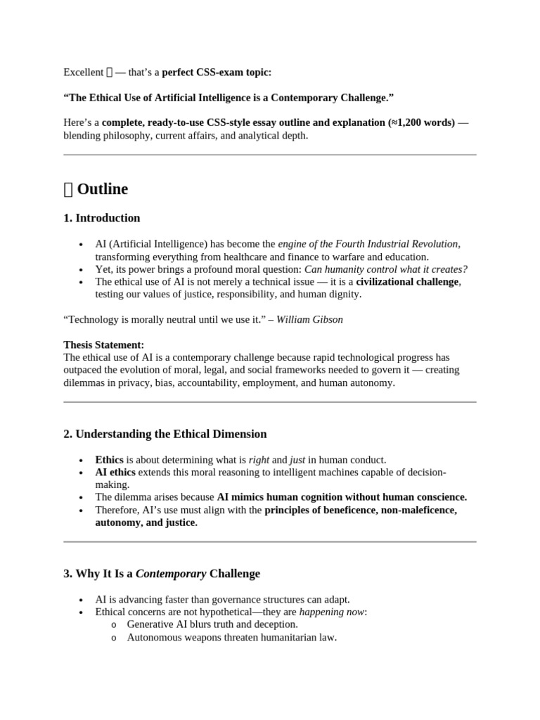 Ethical Challenges of AI Today | PDF | Artificial Intelligence ...