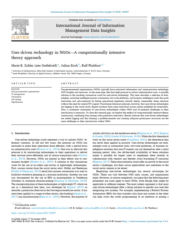 User-Driven Technology in NGOs-a Computationally Intensive Theory ...