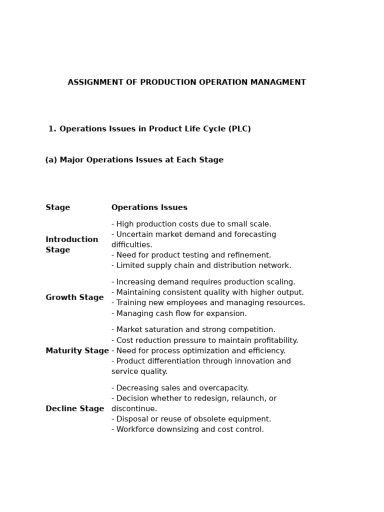Assignment Of Production Operation Managment Pdf Outsourcing