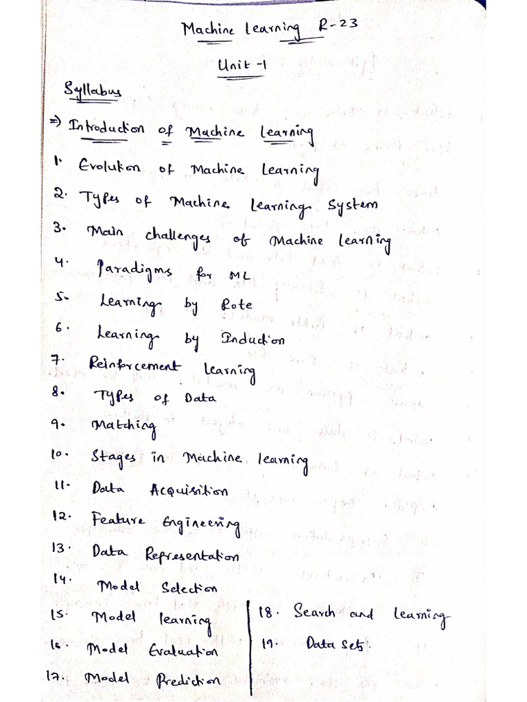 ML R-23 Unit 1 Updated | PDF