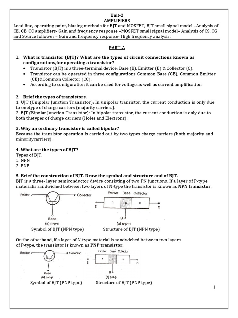 BJT and MOSFET Amplifier Analysis | PDF | Bipolar Junction Transistor ...