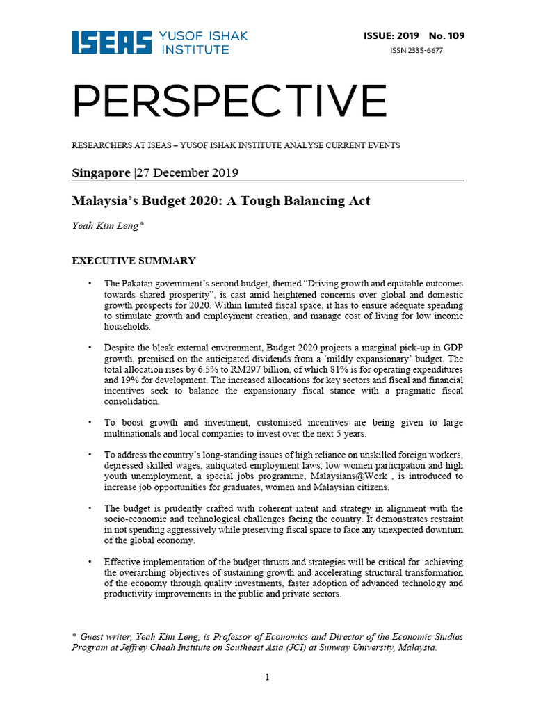 Malaysia Budget 2020 Analysis Insights | PDF | Cost Of Living | Employment