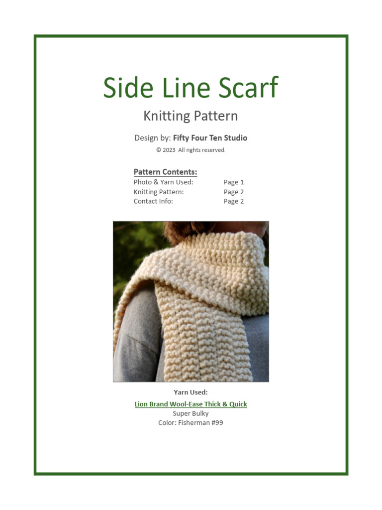 Beginner Super Bulky Scarf Pattern | PDF | Knitting | Yarn