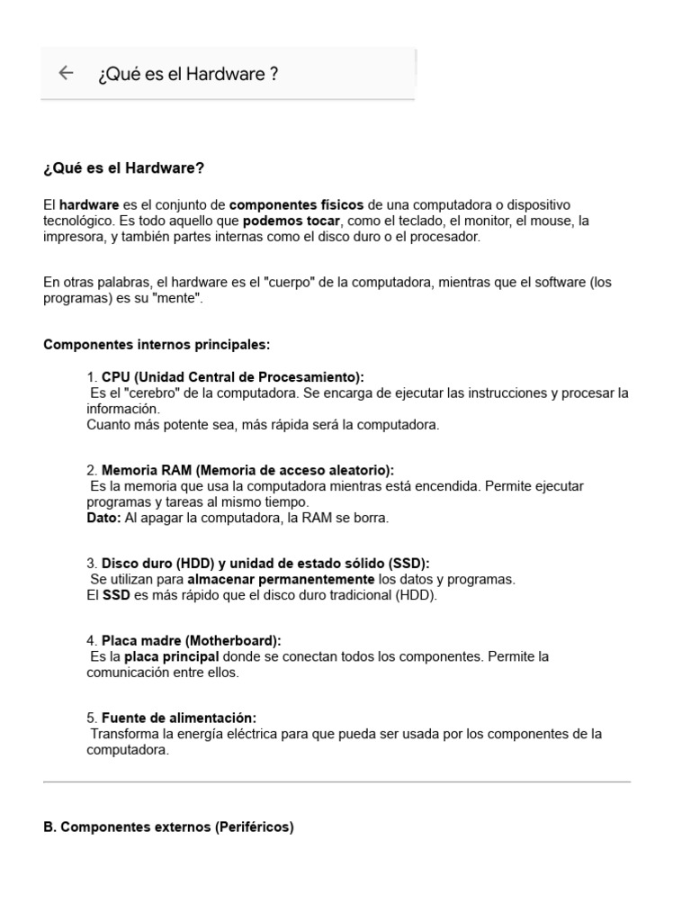 Guía Completa sobre Hardware Informático | PDF | Hardware de la ...