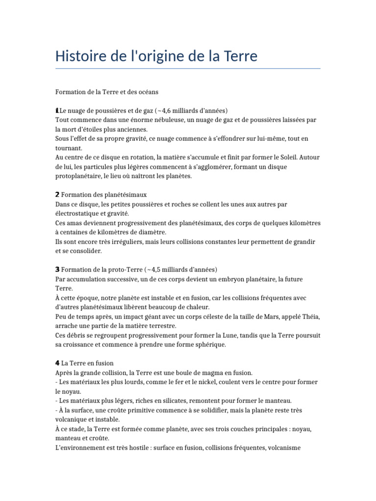 Origine de la Terre et formation des océans | PDF | Terre | Planètes