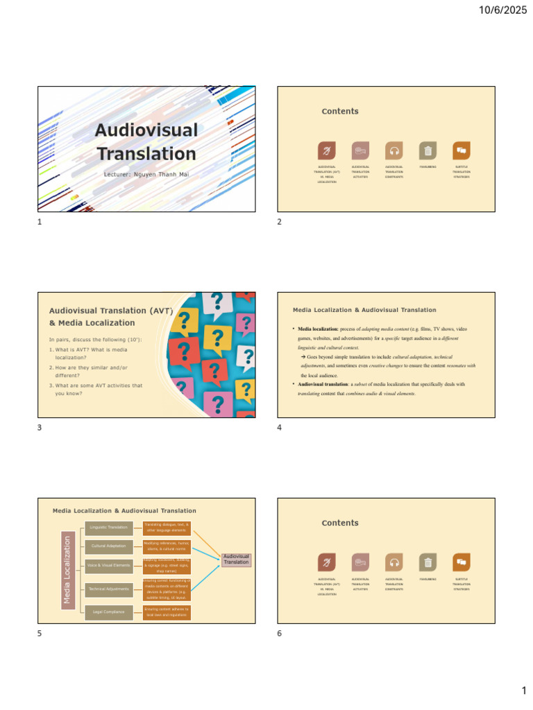 Understanding Audiovisual Translation | PDF | Translations | Applied ...