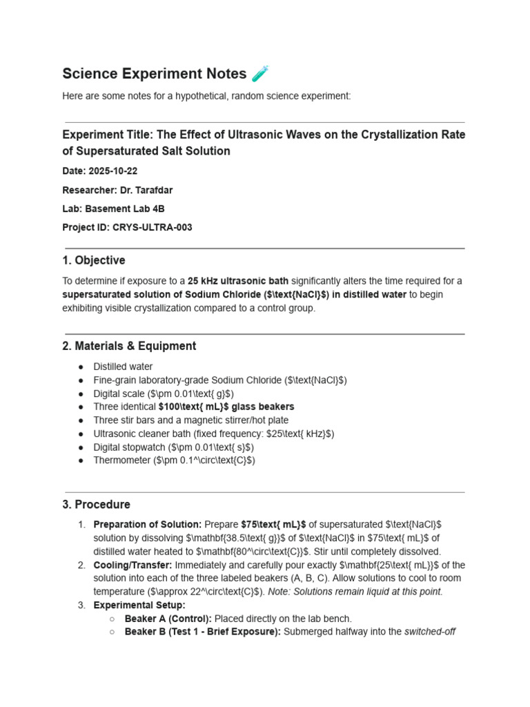 Science Experiment Notes | PDF | Sodium Chloride | Ultrasound