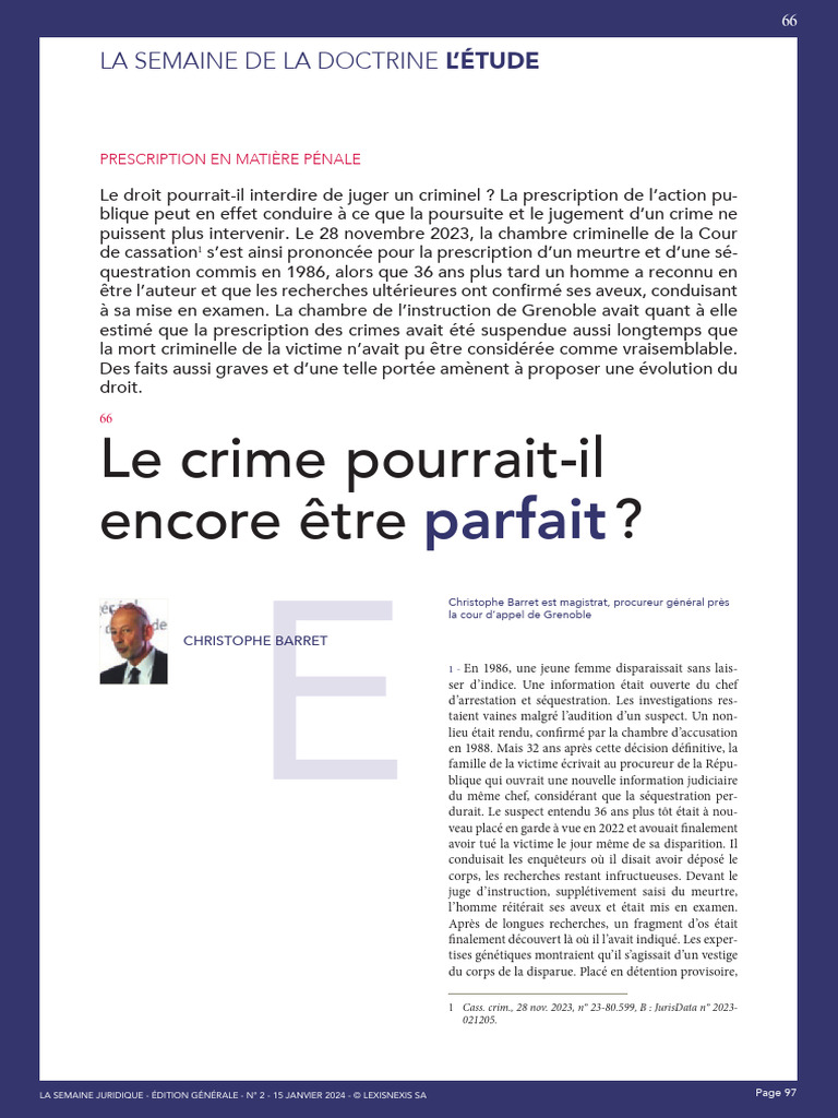 Prescription en matière pénale : enjeux clés | PDF | Crimes | Crime et ...