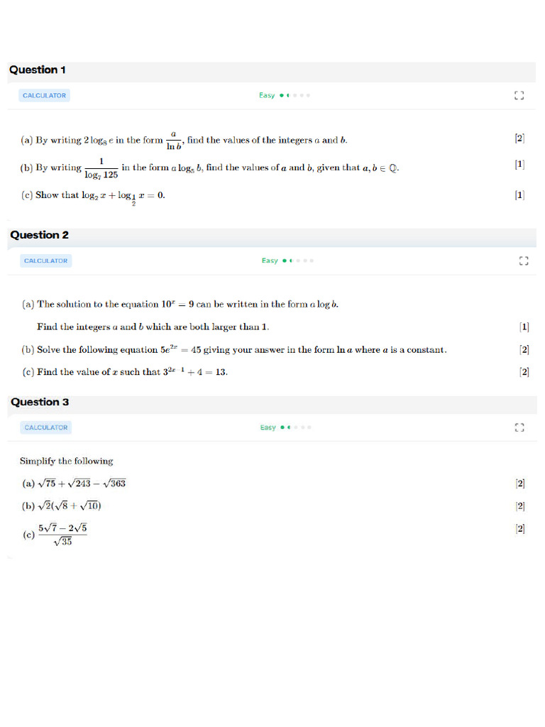 Worksheet On Logarithm | PDF