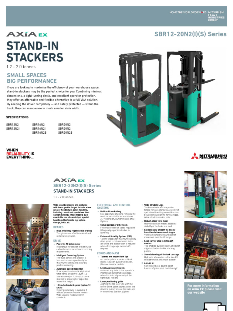Stand-In Stackers: Specs & Features | PDF | Forklift | Battery Charger
