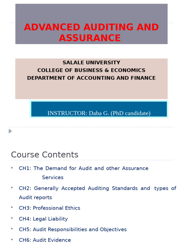 Advanced Auditing Course Overview | PDF | Audit | Internal Audit