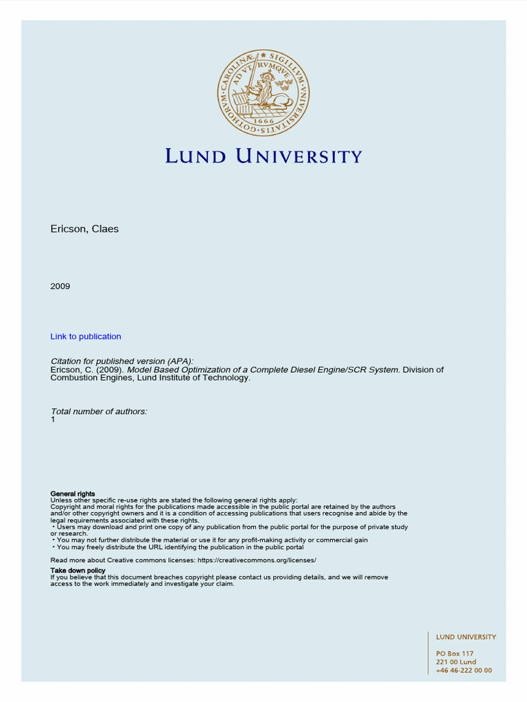 Model Based Optimization of A Complete Diesel EngineSCR System | PDF ...