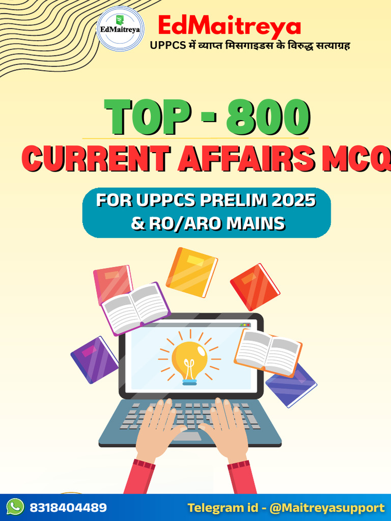UPPCS 2025 Current Affairs MCQs Guide | PDF