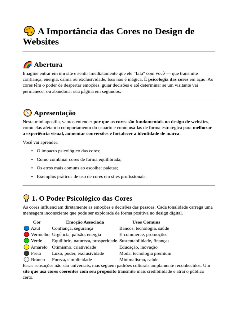 Psicologia das Cores no Design Web | PDF | Cor | Emoções