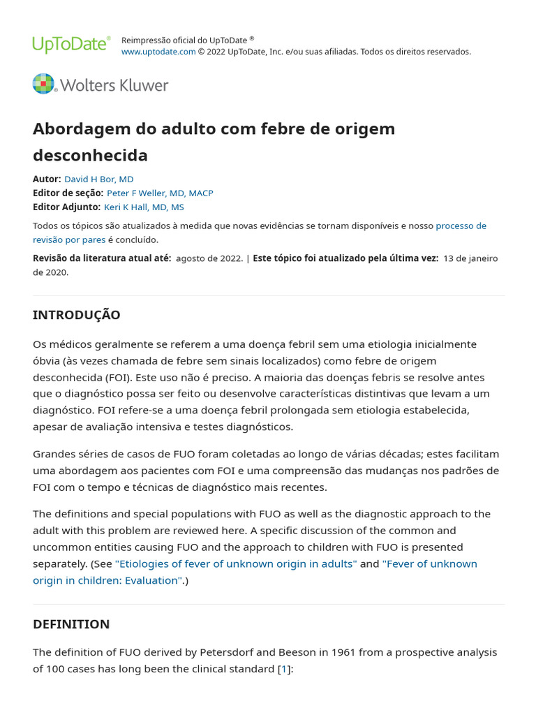 Approach to Fever of Unknown Origin | PDF | Infection | Biopsy