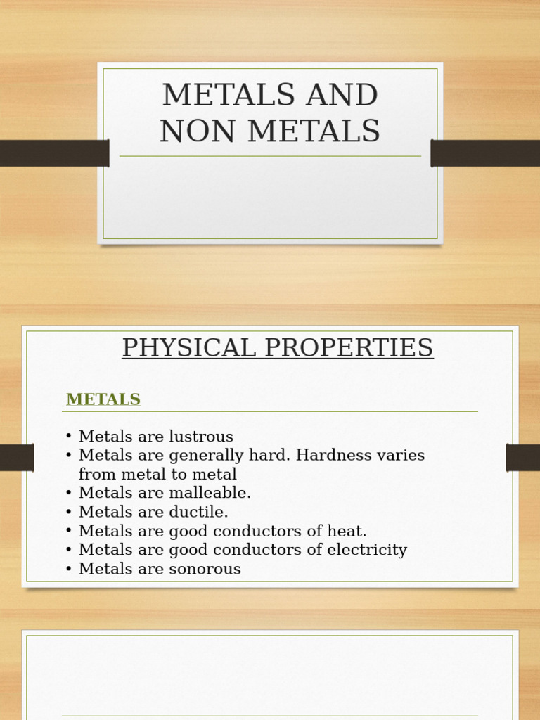 Physical and Chemical Properties of Metals and Non-Metals | PDF | Ion ...