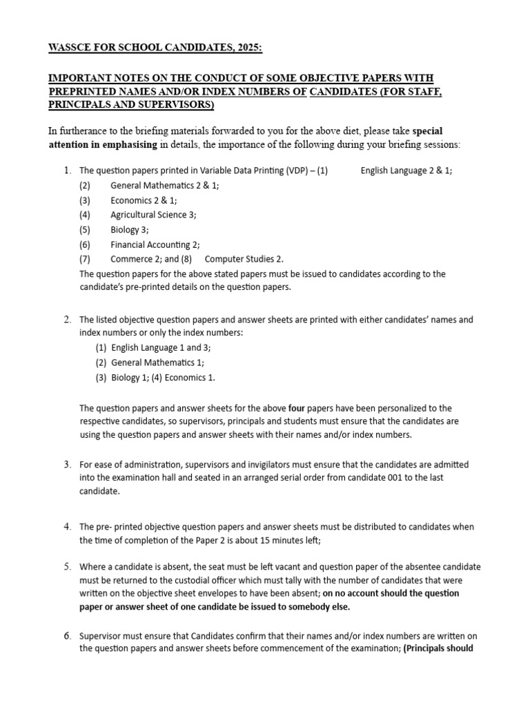 Special Notes For Some Preprinted Questions and Omrs | PDF