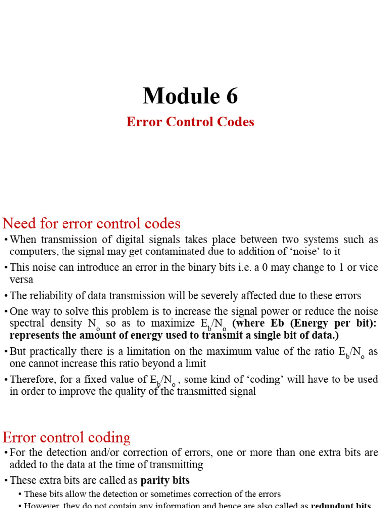 Understanding Error Control Codes | PDF | Error Detection And ...