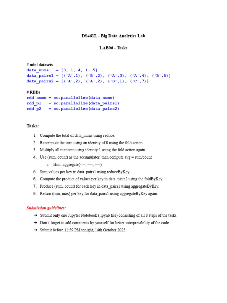 Bda - Lab06 - Tasks | PDF