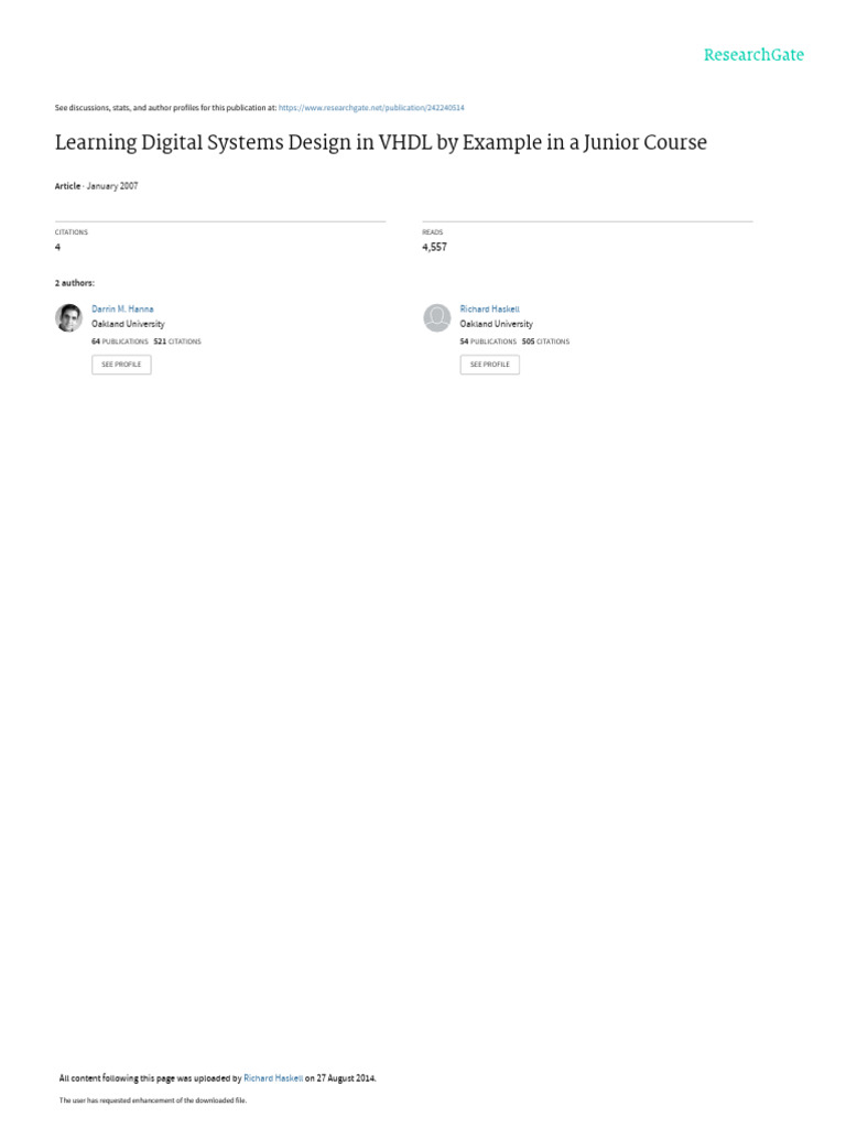 Learning Digital Systems Design in VHDL by Example | PDF | Vhdl | Logic ...