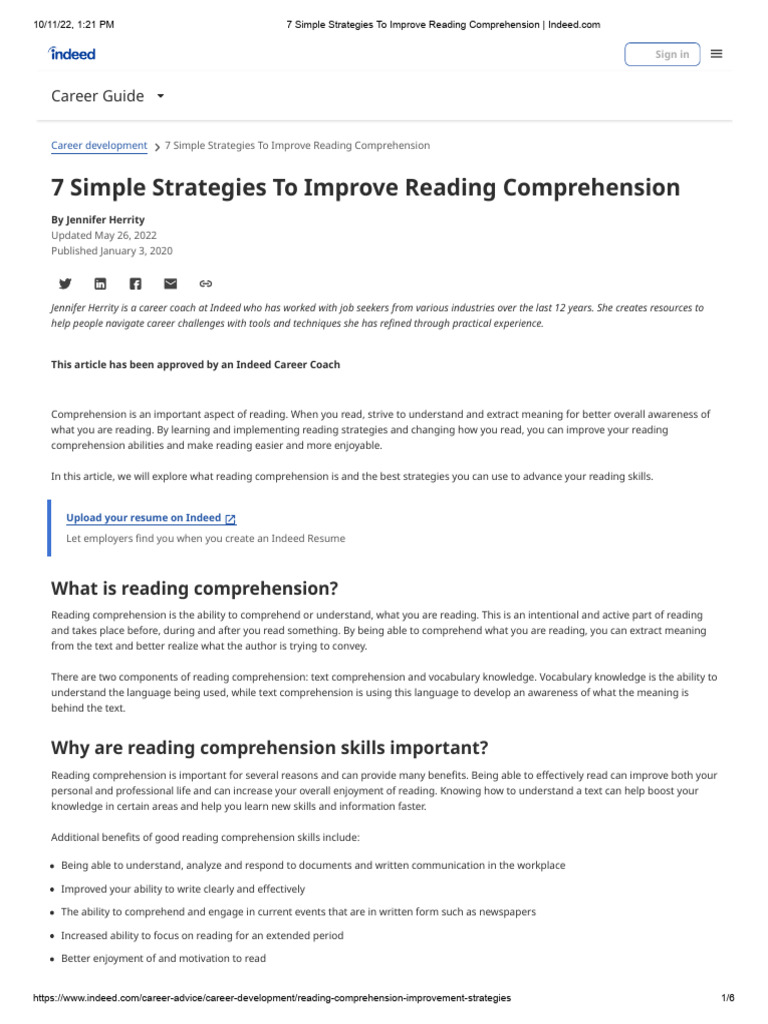 Intro - Reading Comprehension Strategies | PDF | Reading Comprehension ...