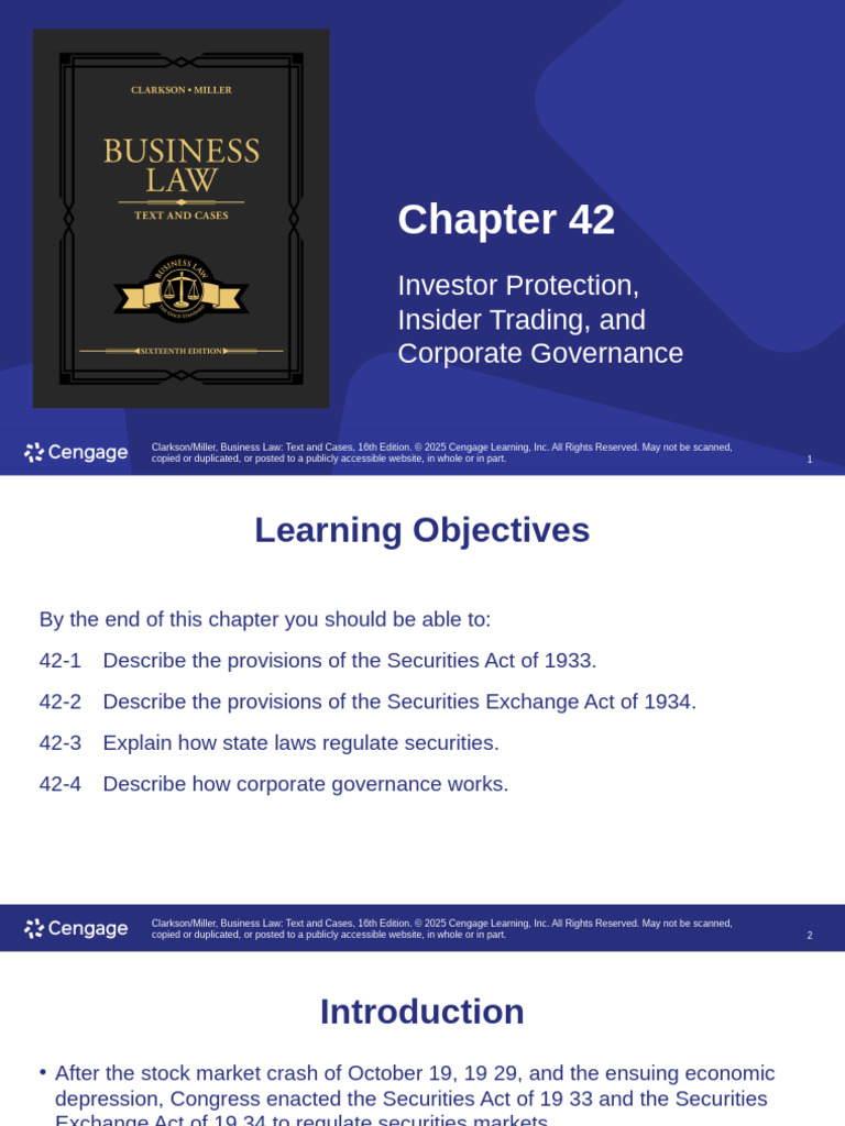 Investor Protection and Corporate Governance | PDF | Sec Rule 10b 5 ...
