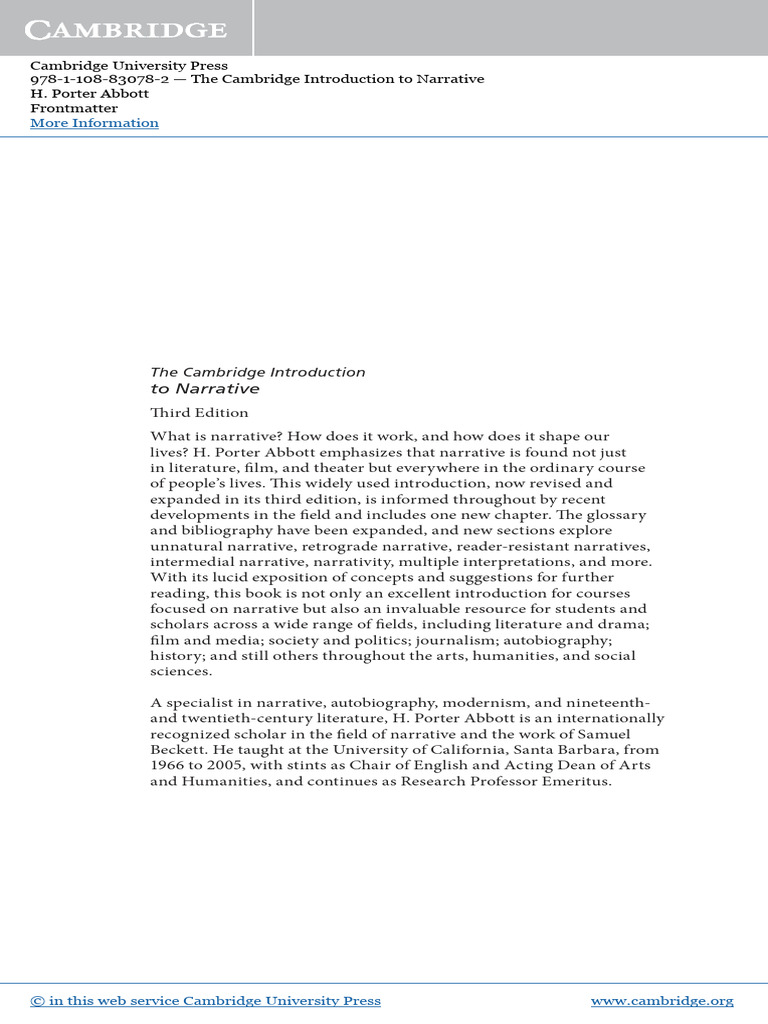 Cambridge Introduction to Narrative 3rd Ed. | PDF | Narrative | Books