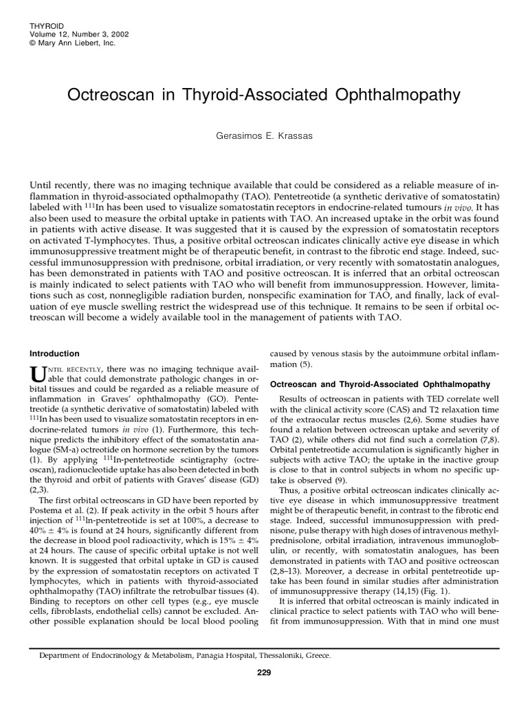 Octreoscan in Thyroid Eye Disease | PDF | Medical Specialties ...