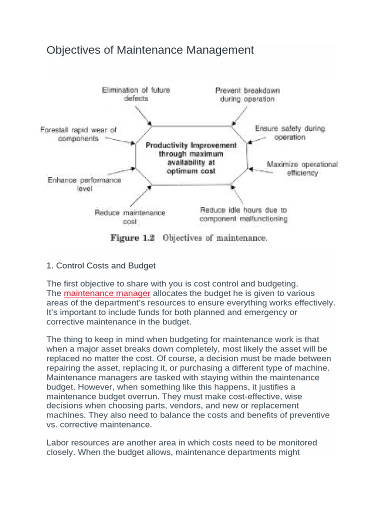 Key Objectives of Maintenance Management | PDF | Business | Safety