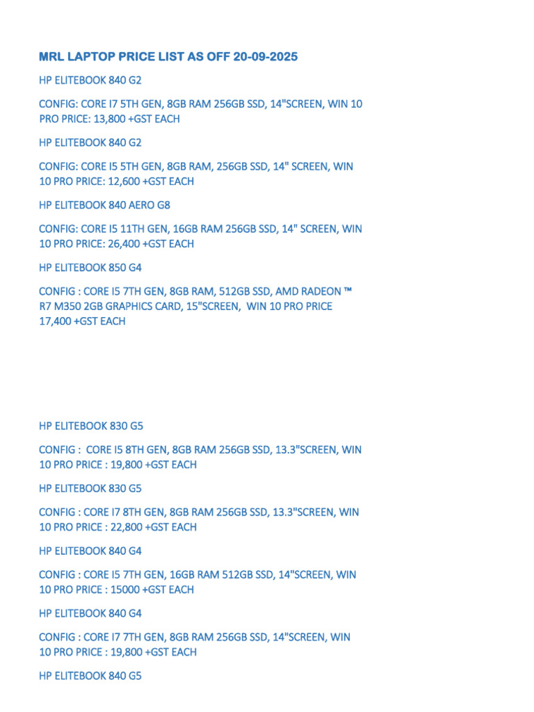 MRL Laptop Price List September 2025 | PDF | Personal Computers ...