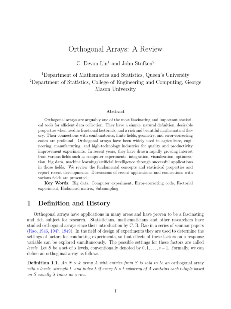 Understanding Orthogonal Arrays' Structure | PDF | Matrix (Mathematics ...