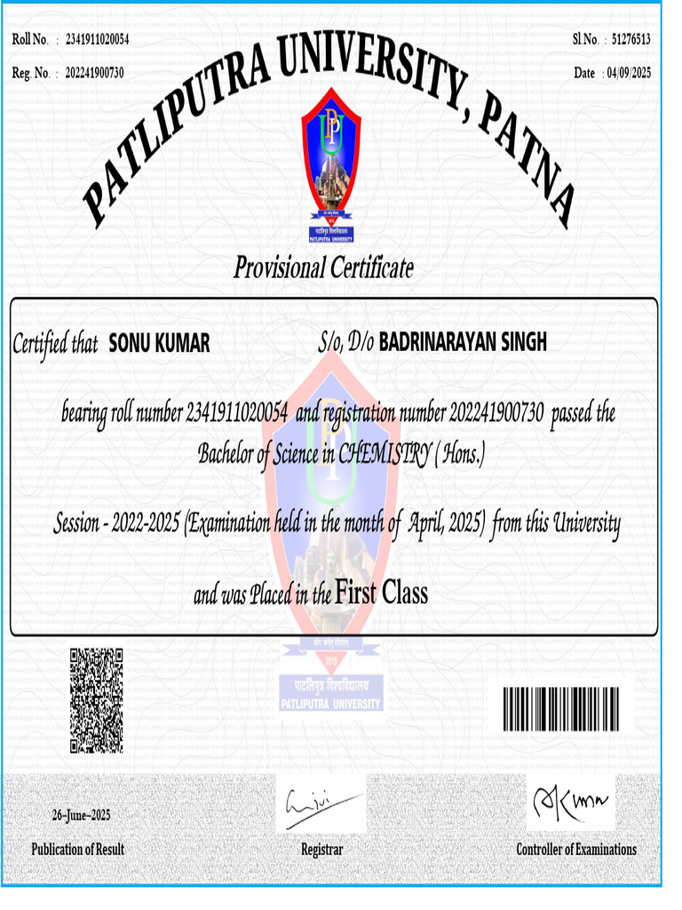 Provisional Certificate: First Class | PDF