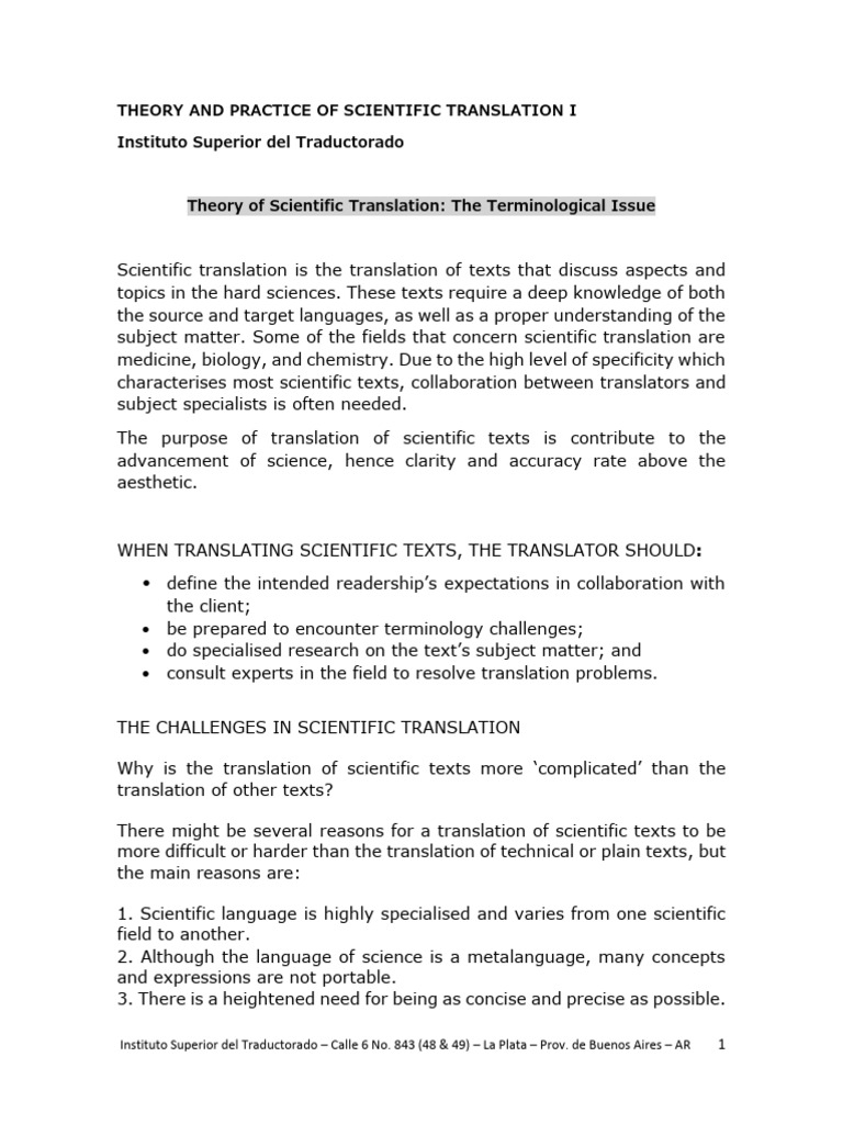Scientific Translation: Theory & Practice | PDF | Translations | Science