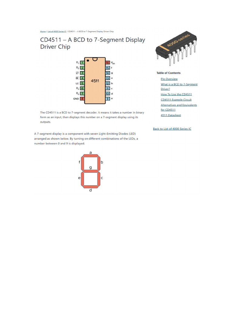 Decodificador 7 Seg CD4511 | PDF
