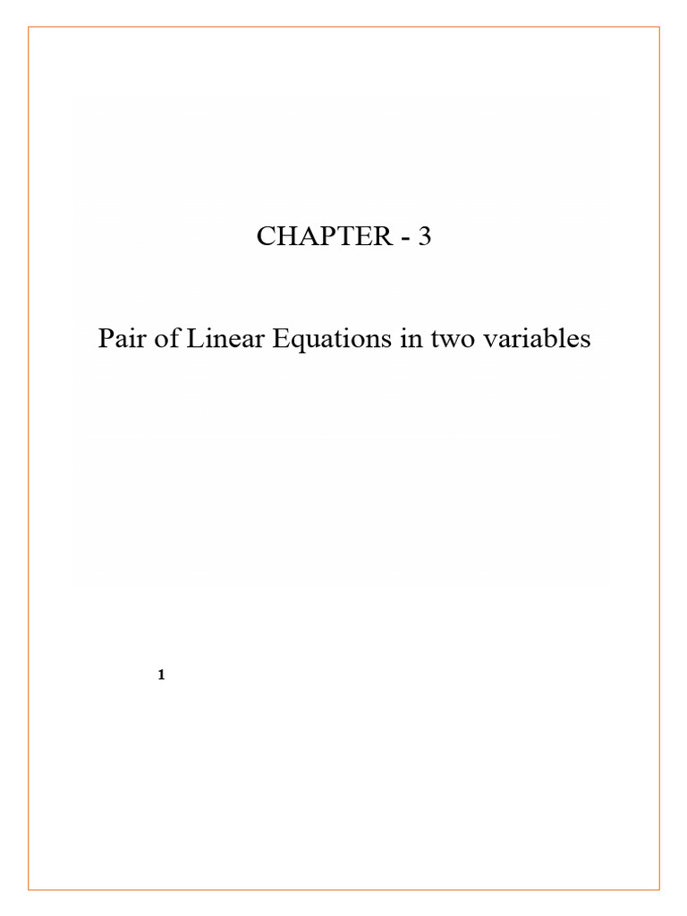 Chapter 3 Pair of Linear Equations in Two Variables | PDF | Algebra ...