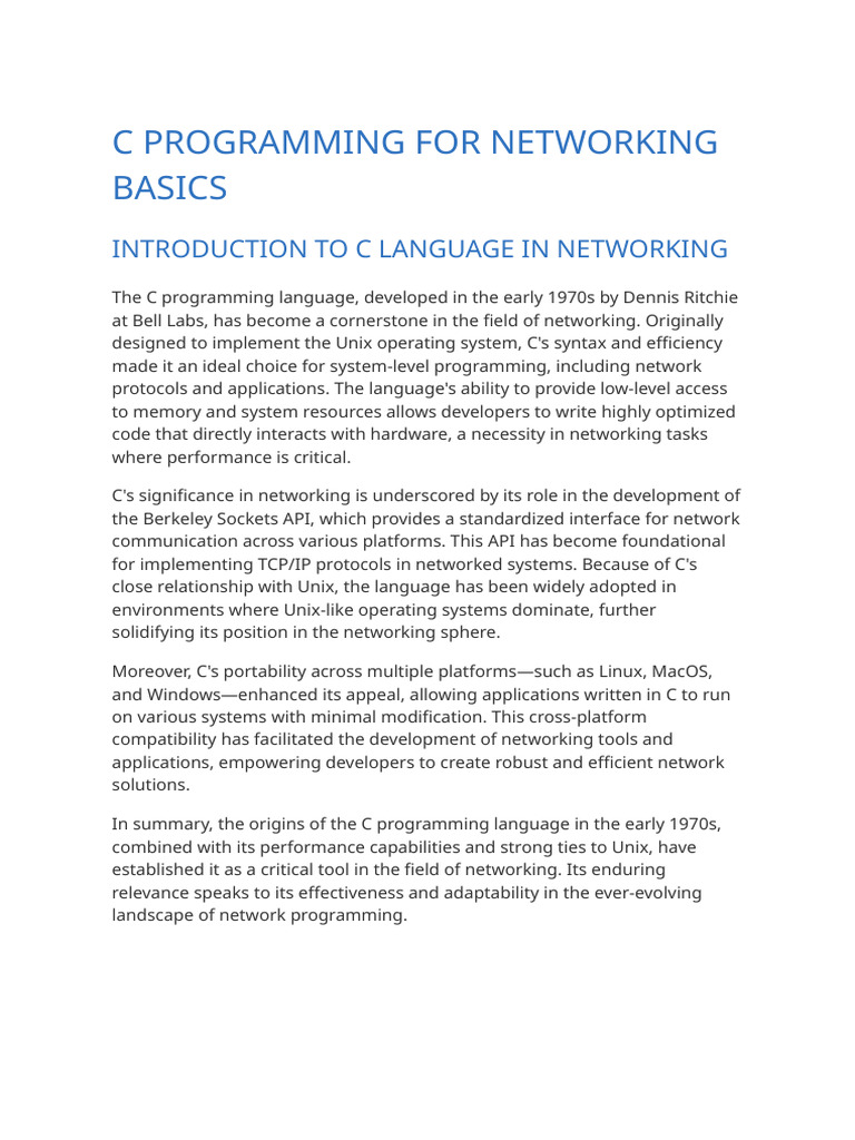 Networking Programming in C Basics | PDF | Network Socket | Computer ...