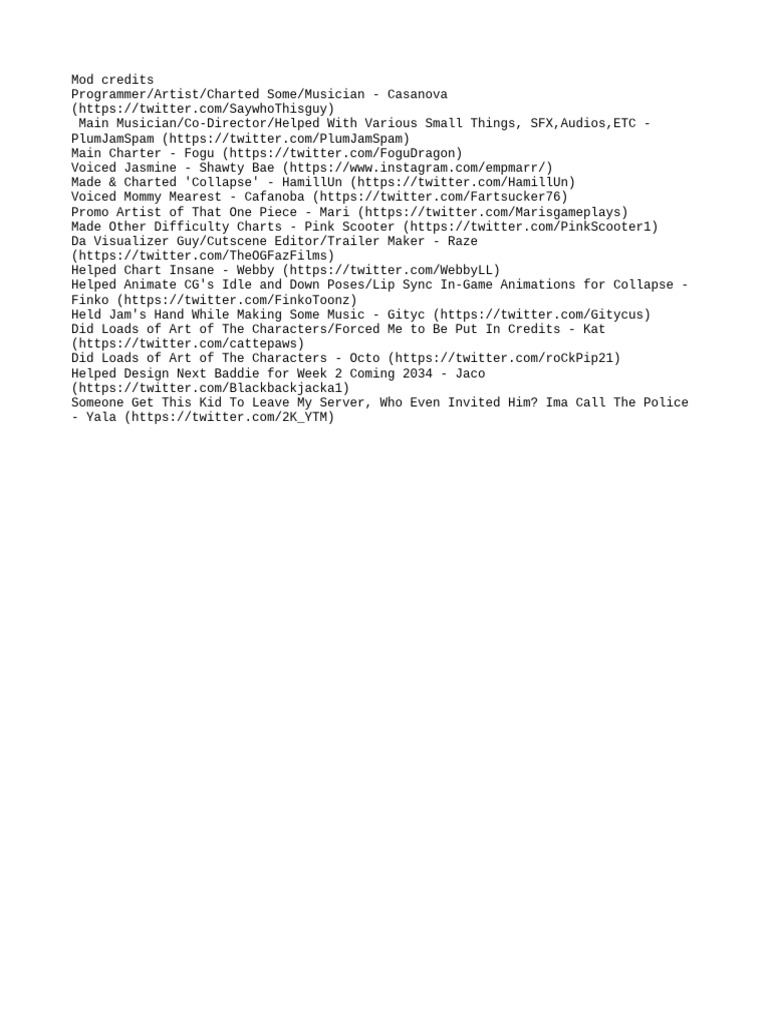 Mod Credits | PDF