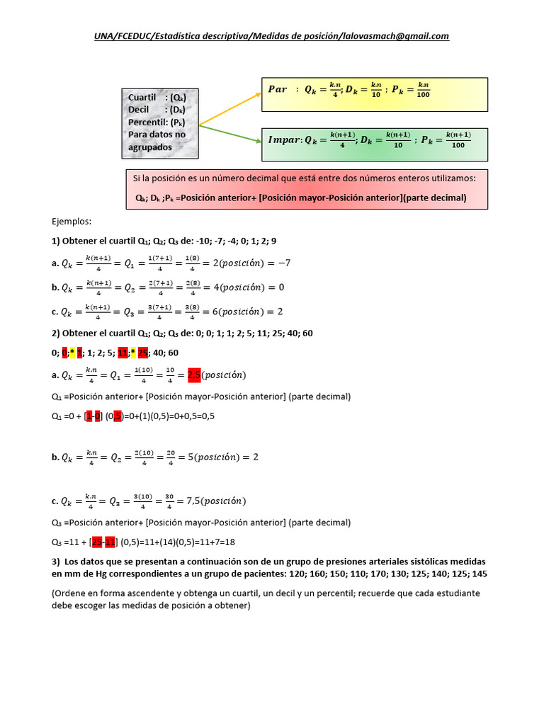 Cálculo de Cuartiles, Deciles y Percentiles | PDF | Cuantil | Análisis ...