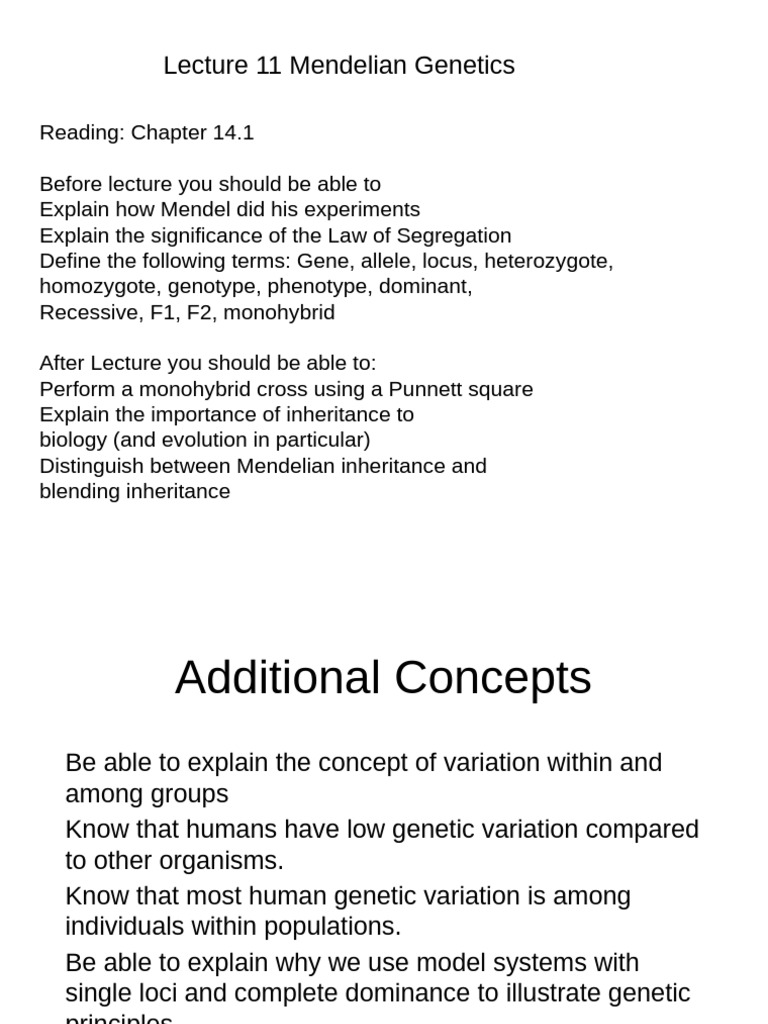 Understanding Mendelian Genetics Concepts | PDF | Dominance (Genetics ...