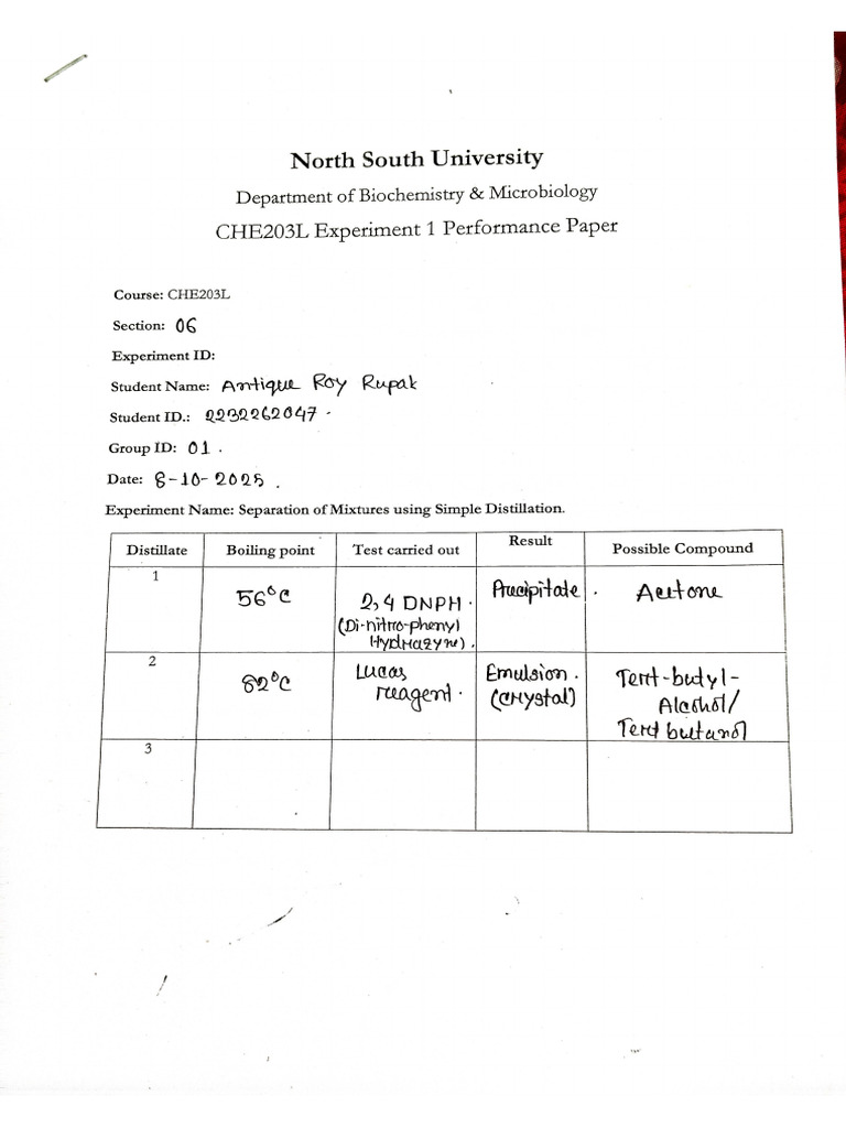 Che203L Experiment 1 Performance Paper | PDF