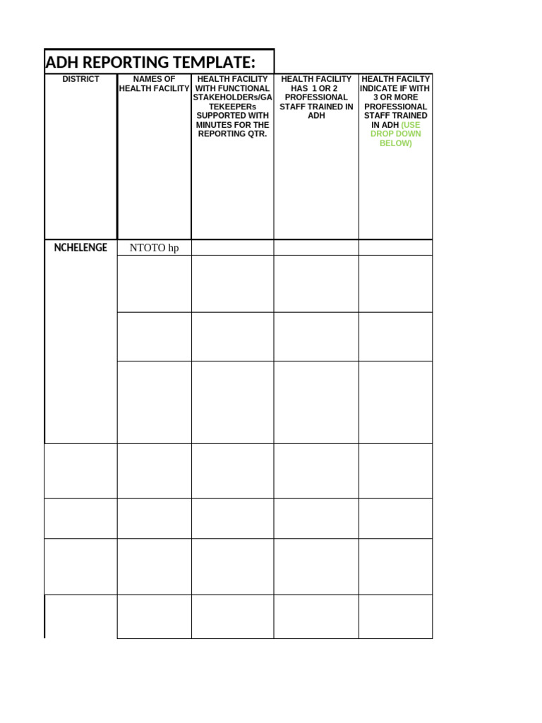 Adolescent Health Reporting Template | PDF | Woman | Mammalian Pregnancy