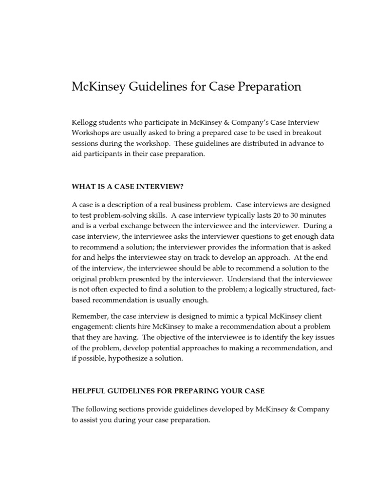 McKinsey Case Interview Preparation Guide | PDF