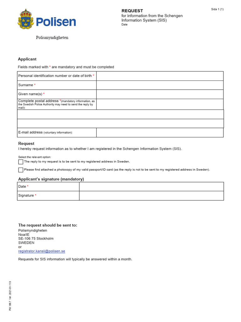 SIS Information Request Form | PDF