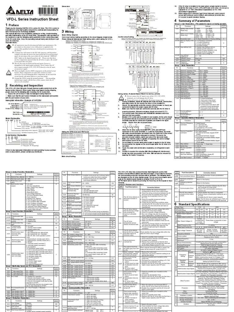 VFDLSeriesInstructionSheet | Power Supply | Electrical Engineering