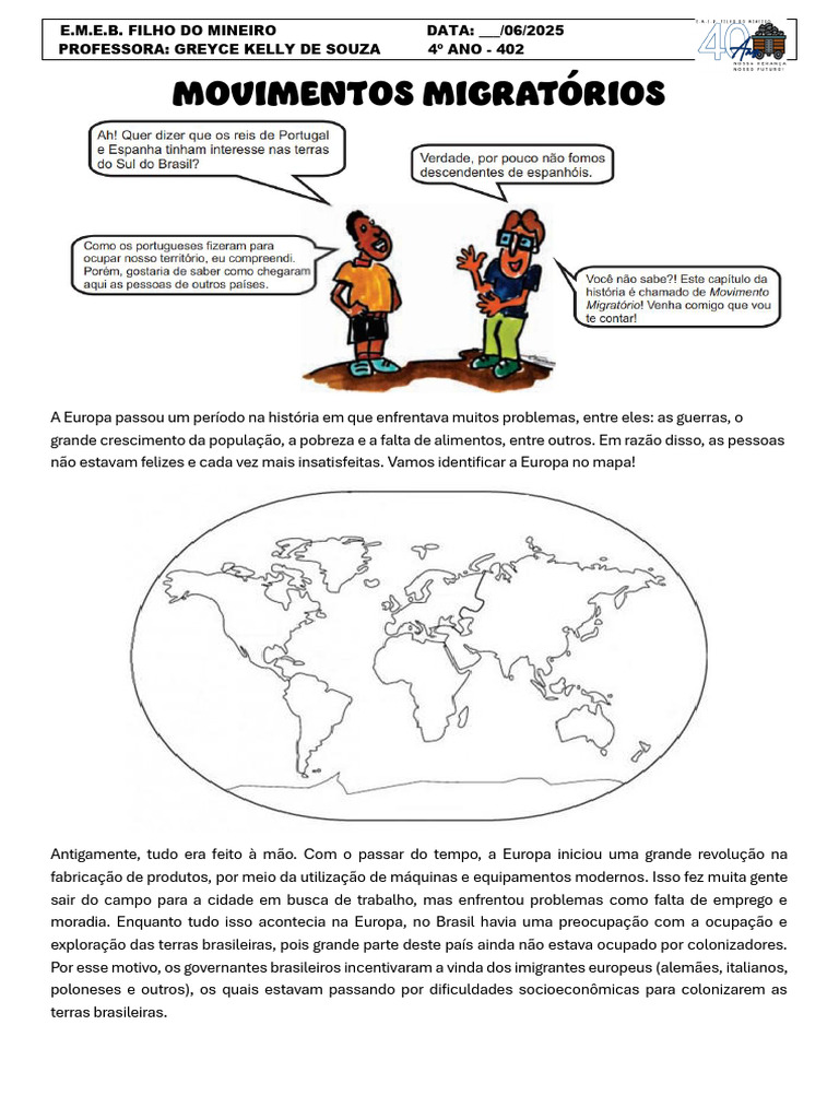 Movimentos Migratórios da Europa ao Brasil | PDF