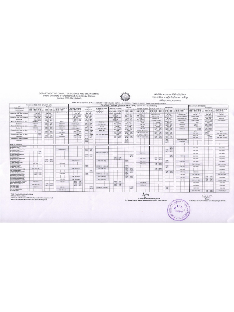 Class Routine Editable Template | PDF
